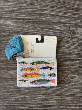NWT Beaded Fish Zipper Pouch